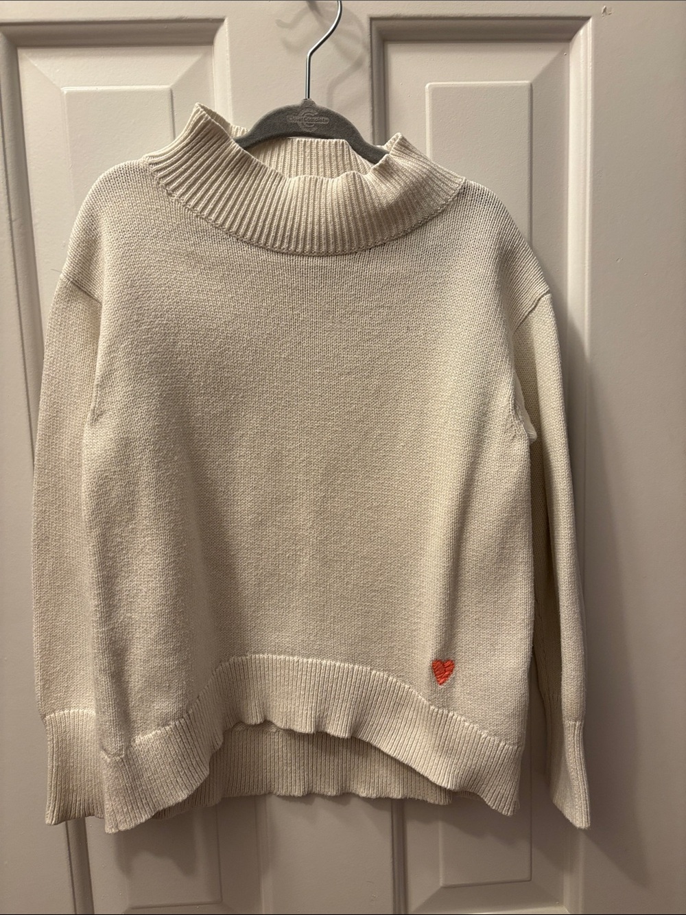 Crewcuts Cream Turtleneck Sweater with Heart Detail 4-5